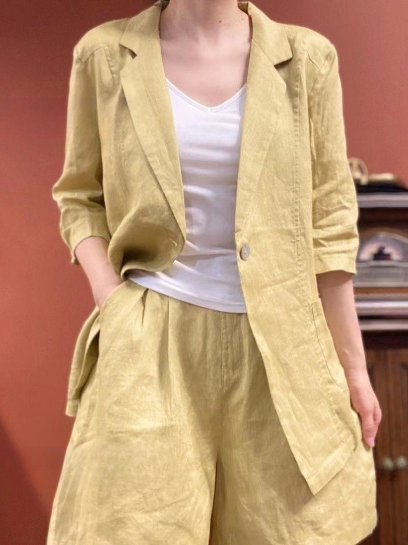 Linen Pant Wide - Slimming Wide Leg Short Pants Cotton