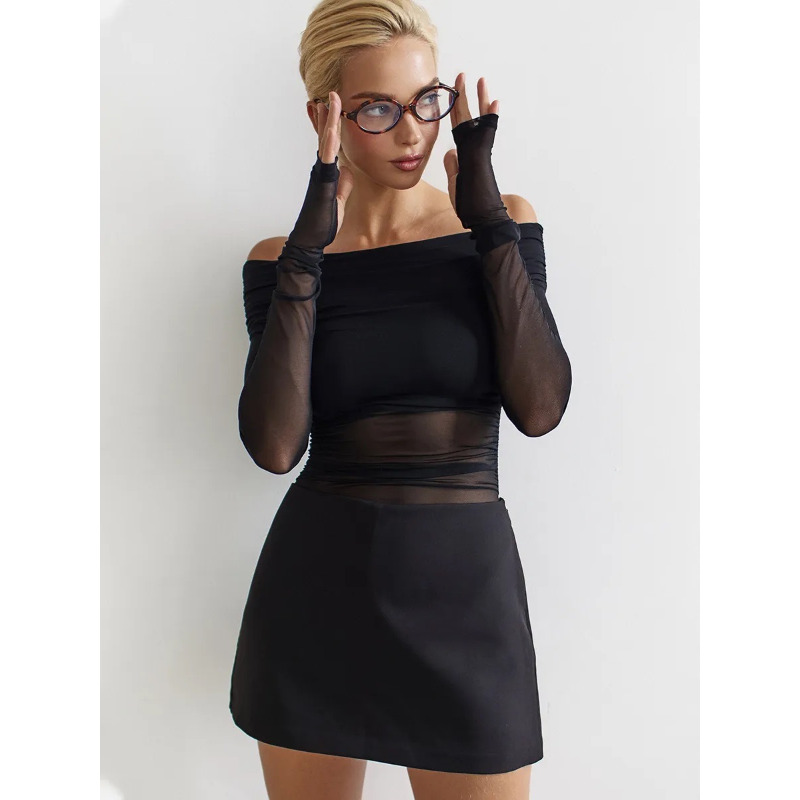 Women  Mesh Off Shoulder Top S - Blouse Off Shoulder reseña y precio