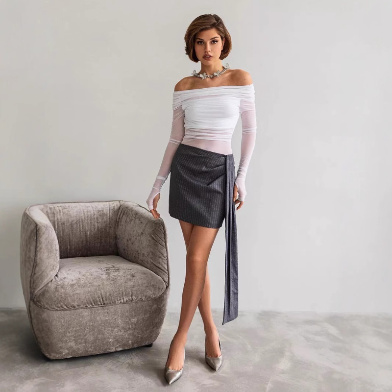 Women  Mesh Off Shoulder Top S - Blouse Off Shoulder reseña y precio
