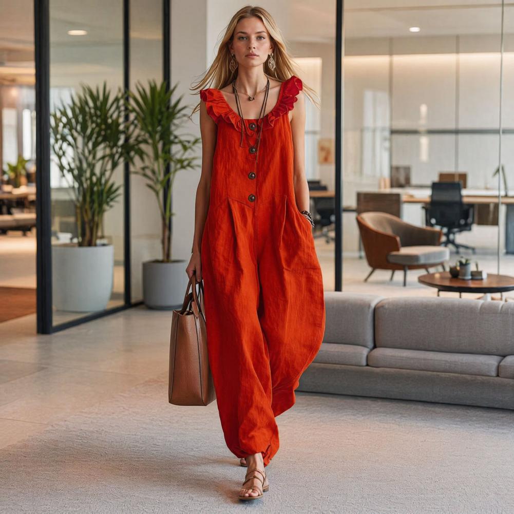 Women Jumpsuit Breathable Rela - Jumpsuit Linen Relaxed reseña y precio