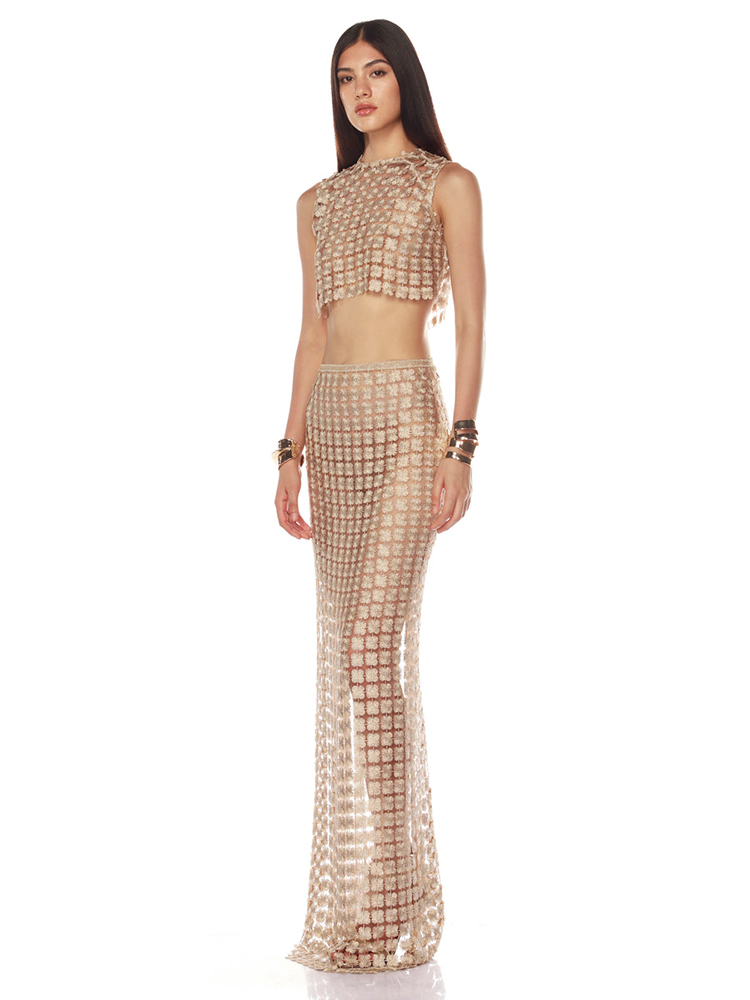VC Stylish Beige Sleeveless Cr - Crop Top Crochet reseña y precio