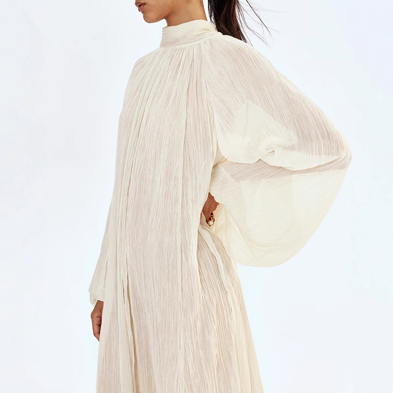 Ladies O-neck Long Sleeved Ple - Linen Dress Wrap reseña y precio