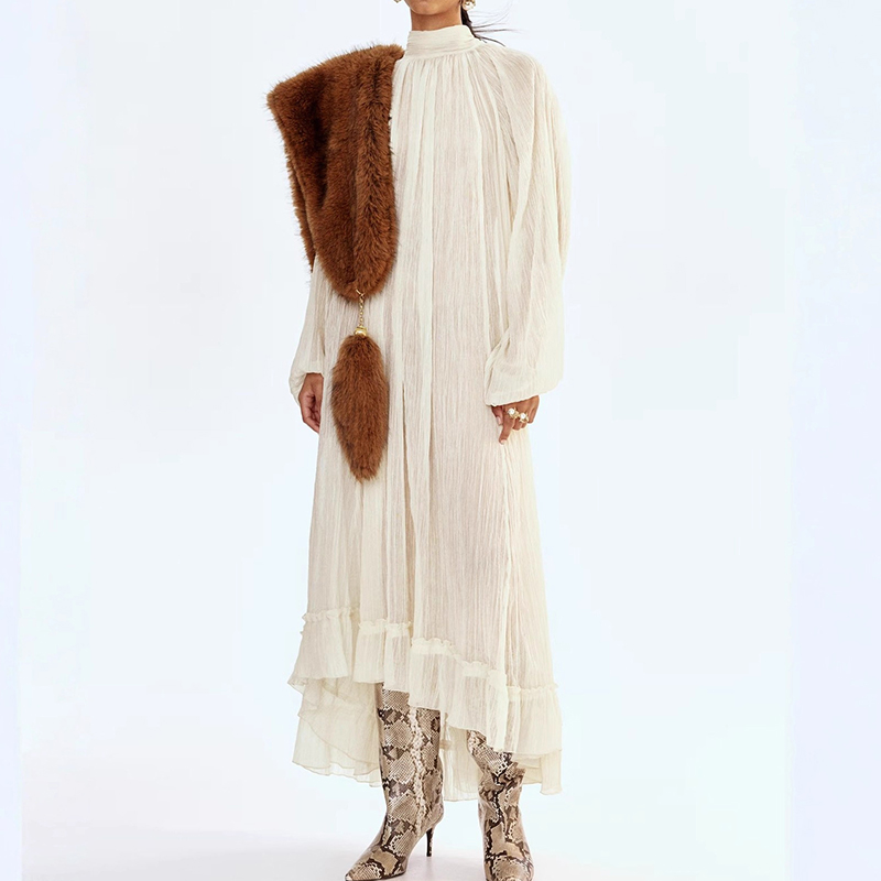 Ladies O-neck Long Sleeved Ple - Linen Dress Wrap reseña y precio