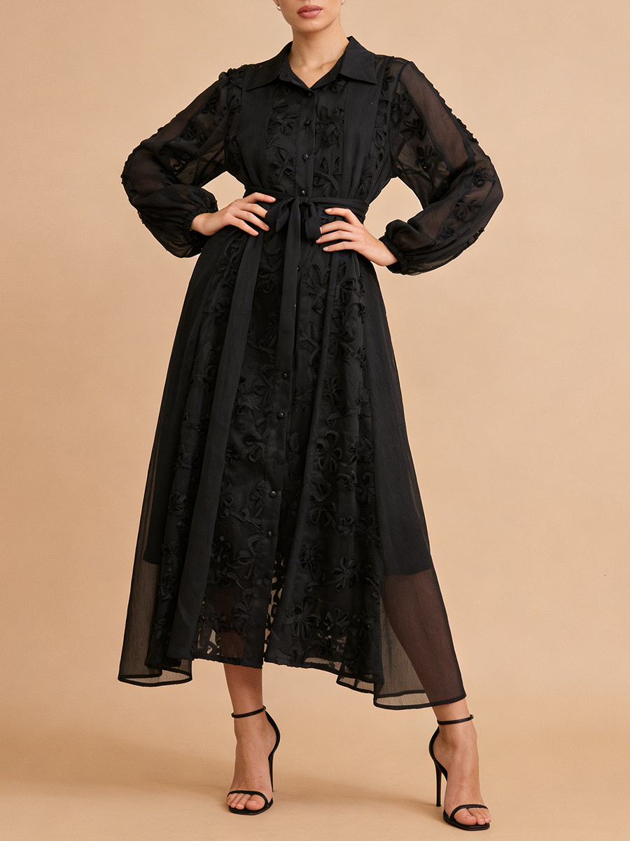 TWOTWINSTYLE Solid Sheer Dress - Linen Dress Wrap reseña y precio