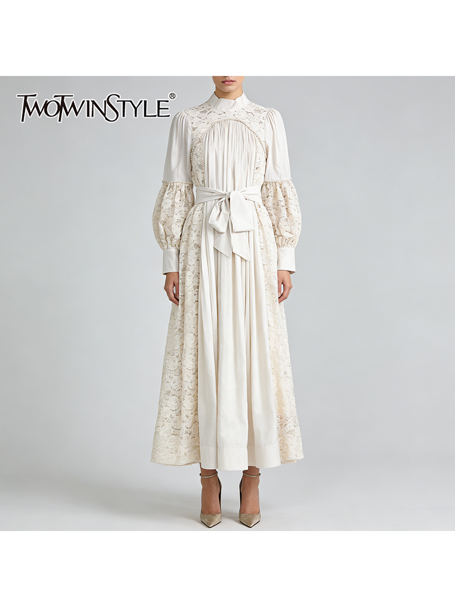 TWOTWINSTYLE Solid Patchwork L - Linen Dress Wrap reseña y precio