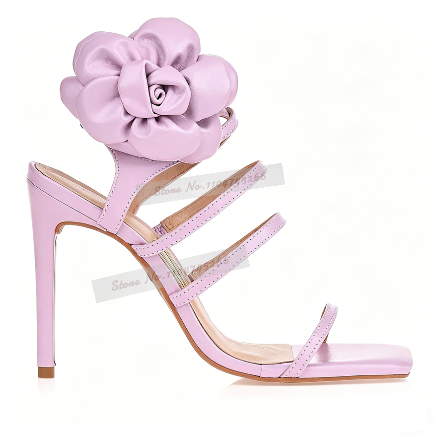 Pink Matte Big Flower Embellis - Sandal Strappy Heeled reseña y precio
