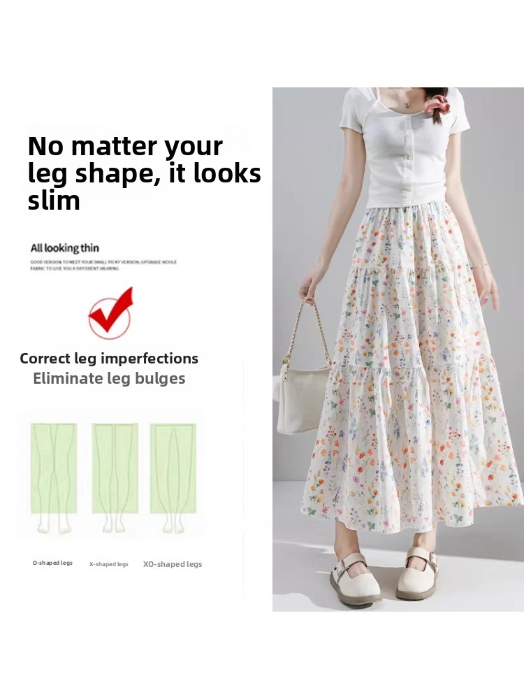 plus Size Floral Print A-Line  - Midi Skirt Floral reseña y precio