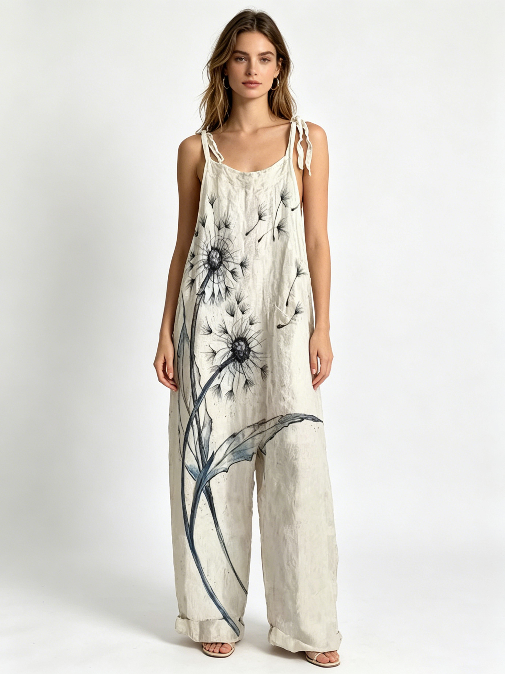 Oversized Baggy Watercolor Flo - Jumpsuit Linen Relaxed reseña y precio