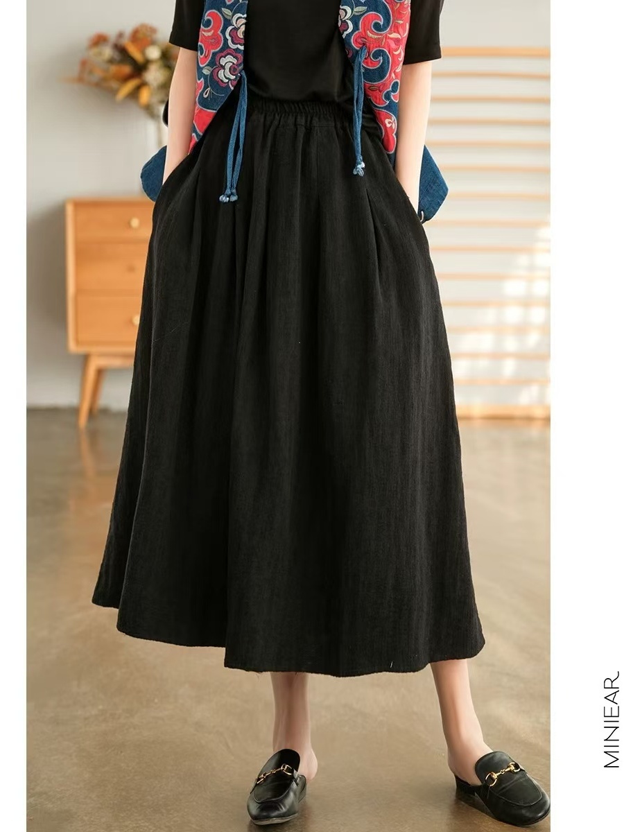 New 2025 Autumn Pure Color Flo - Midi Skirt Floral reseña y precio
