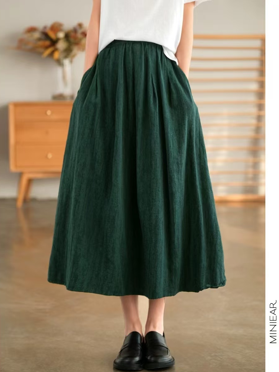New 2025 Autumn Pure Color Flo - Midi Skirt Floral reseña y precio