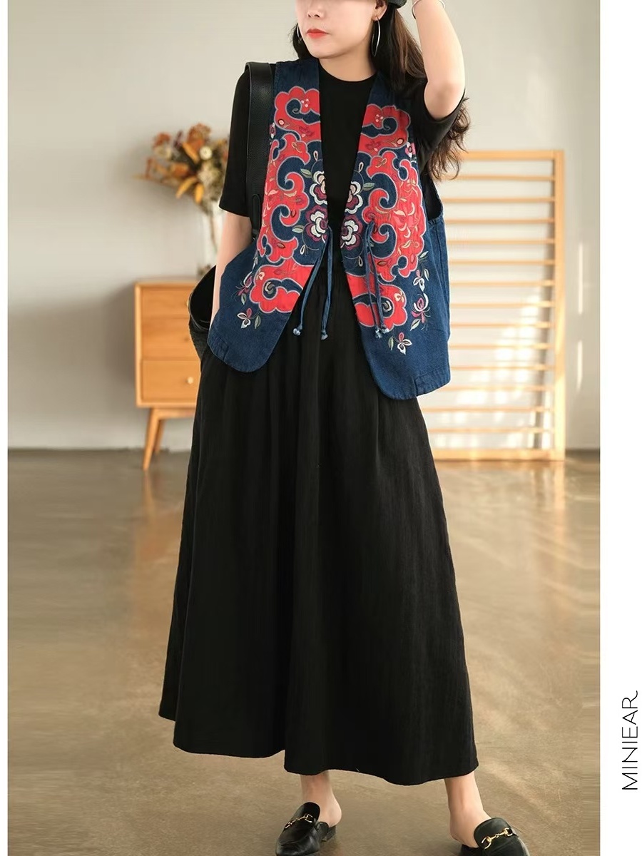 New 2025 Autumn Pure Color Flo - Midi Skirt Floral reseña y precio