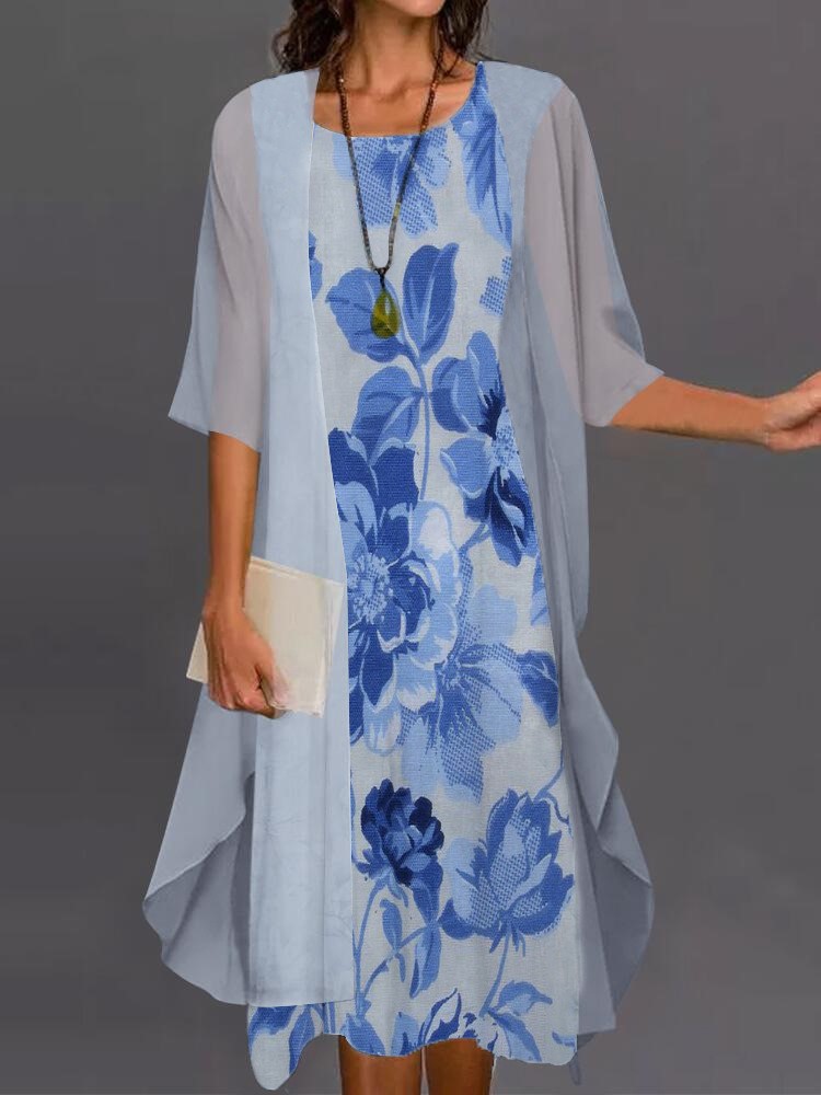 Summer Elegant Dress Two-piece - Romper Floral Print reseña y precio