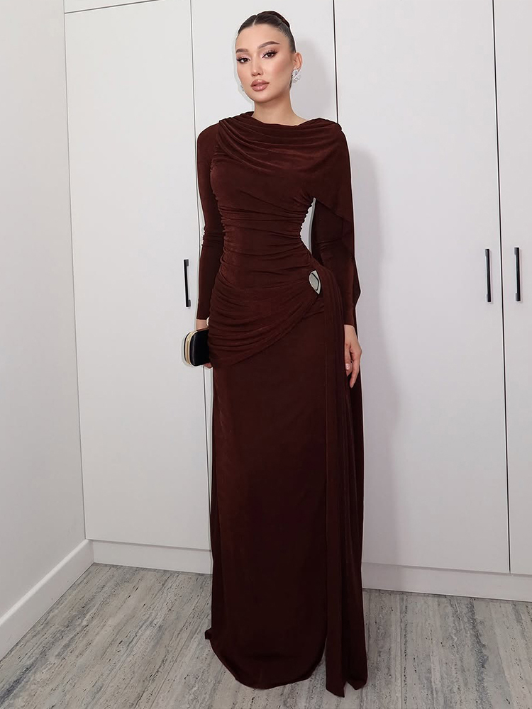 Kliou Ruched Elegant Long Dres - Linen Dress Wrap reseña y precio