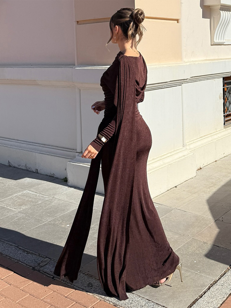 Kliou Ruched Elegant Long Dres - Linen Dress Wrap reseña y precio