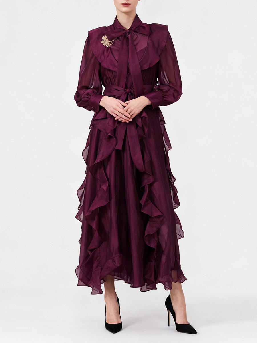 TWOTWINSTYLE Solid Spliced Ruf - Linen Dress Wrap reseña y precio