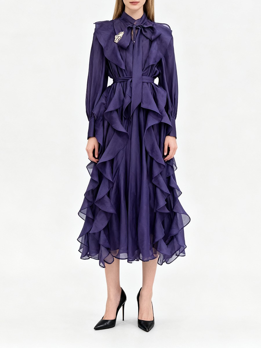 TWOTWINSTYLE Solid Spliced Ruf - Linen Dress Wrap reseña y precio