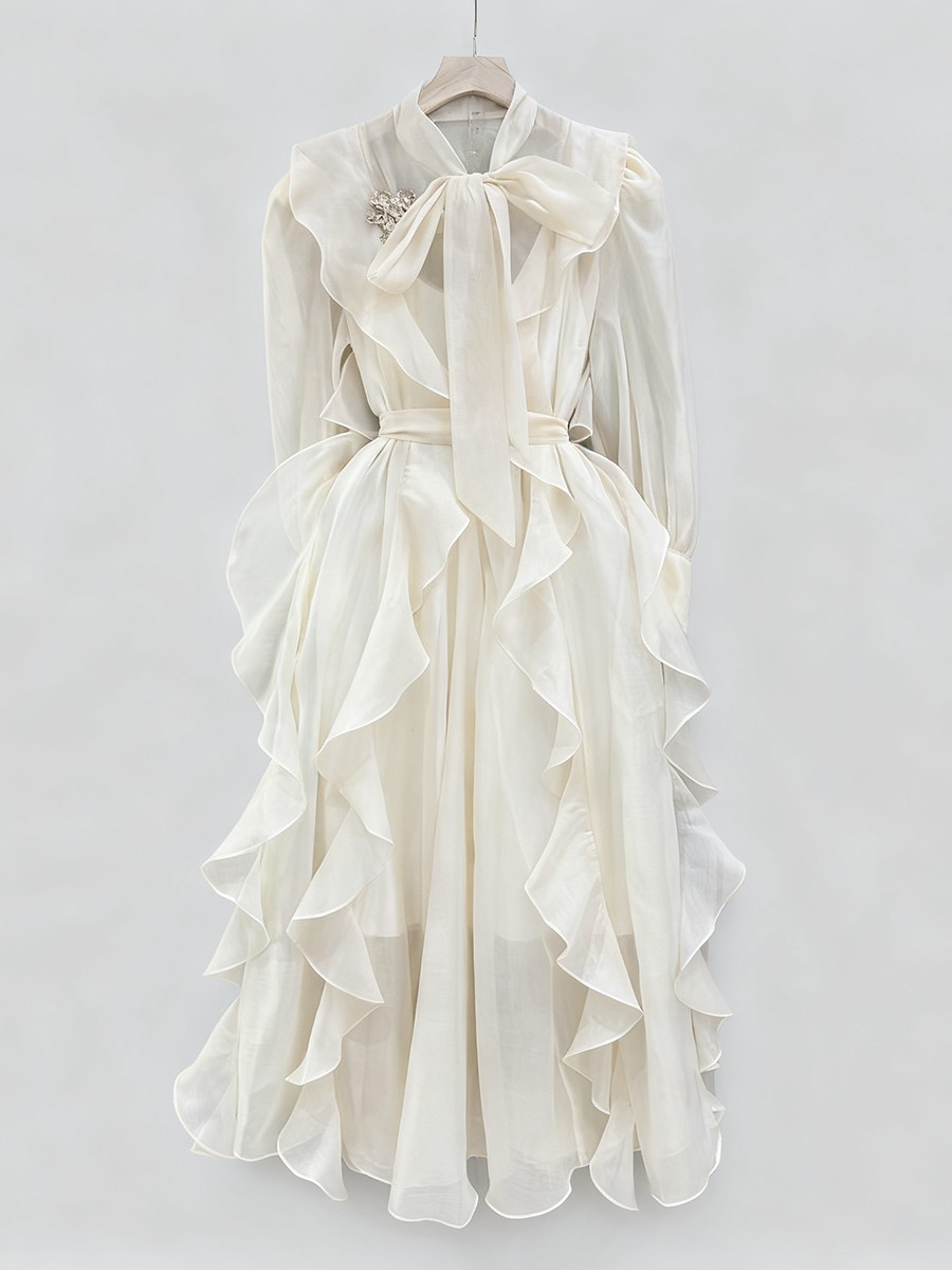 TWOTWINSTYLE Solid Spliced Ruf - Linen Dress Wrap reseña y precio