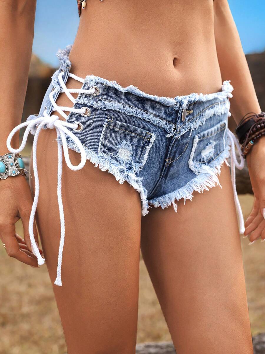 Women Low Waist Frayed Criss-C - Shorts Denim Frayed reseña y precio