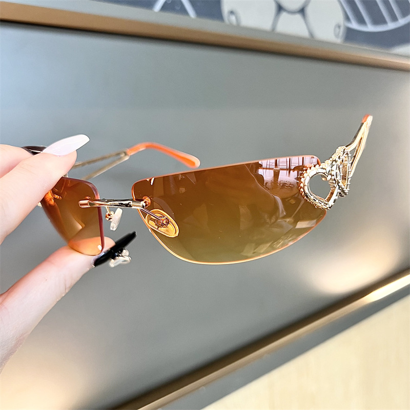 New Oval Cat Eye Frameless Mer - Sunglasses Cat Eye reseña y precio