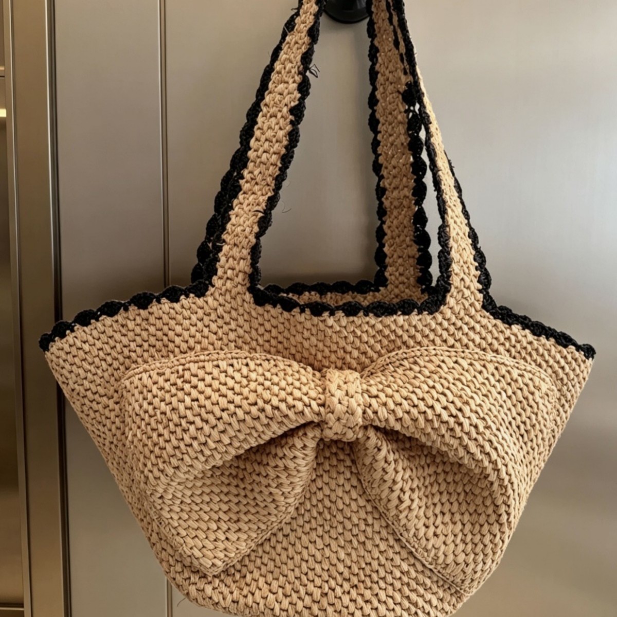 NEW raffia bow crochet handwov - Crochet Bag Raffia reseña y precio