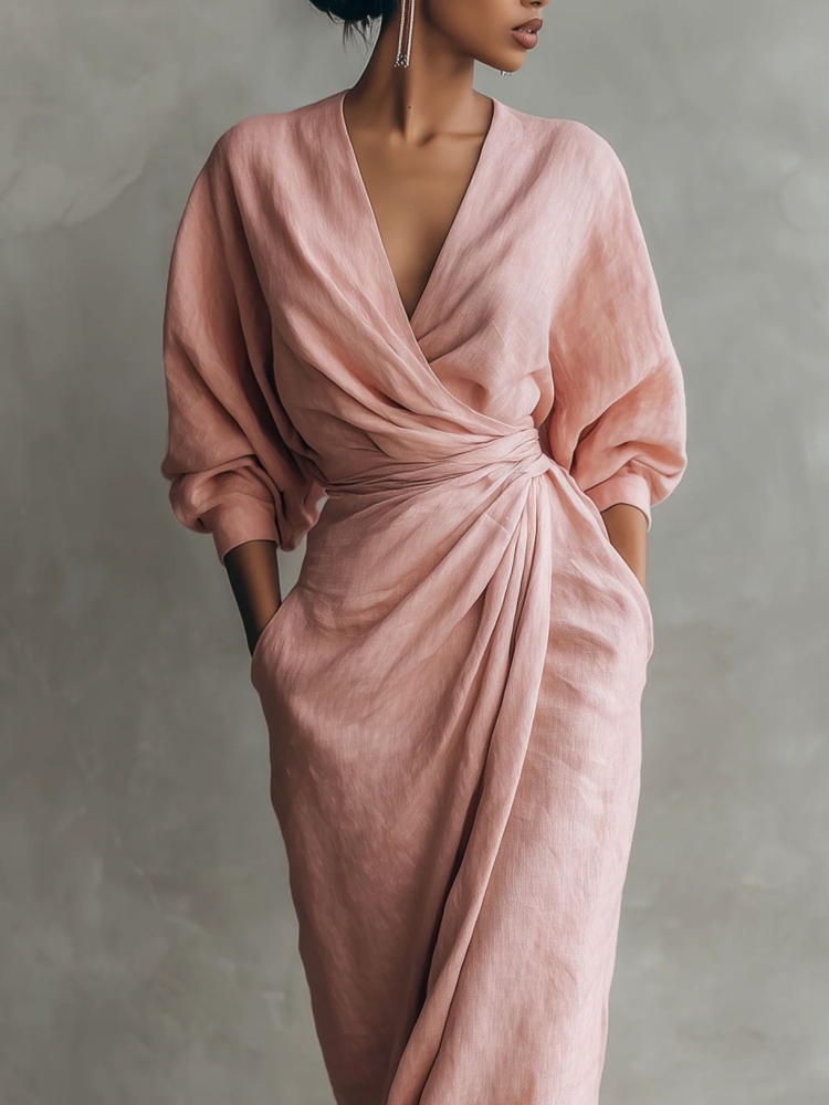 Women Linen Blend Wrap Maxi Dr - Linen Dress Wrap reseña y precio