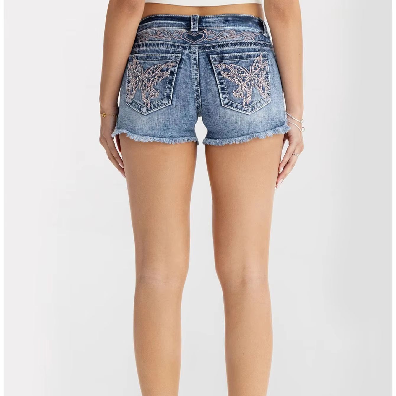 Women Clothes Butterfly Rhines - Shorts Denim Frayed reseña y precio