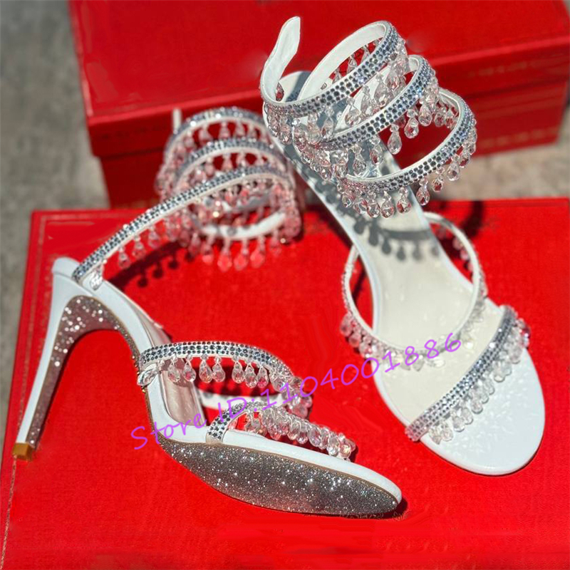 Rhinestone Snake Shape Ankle S - Sandal Strappy Heeled reseña y precio