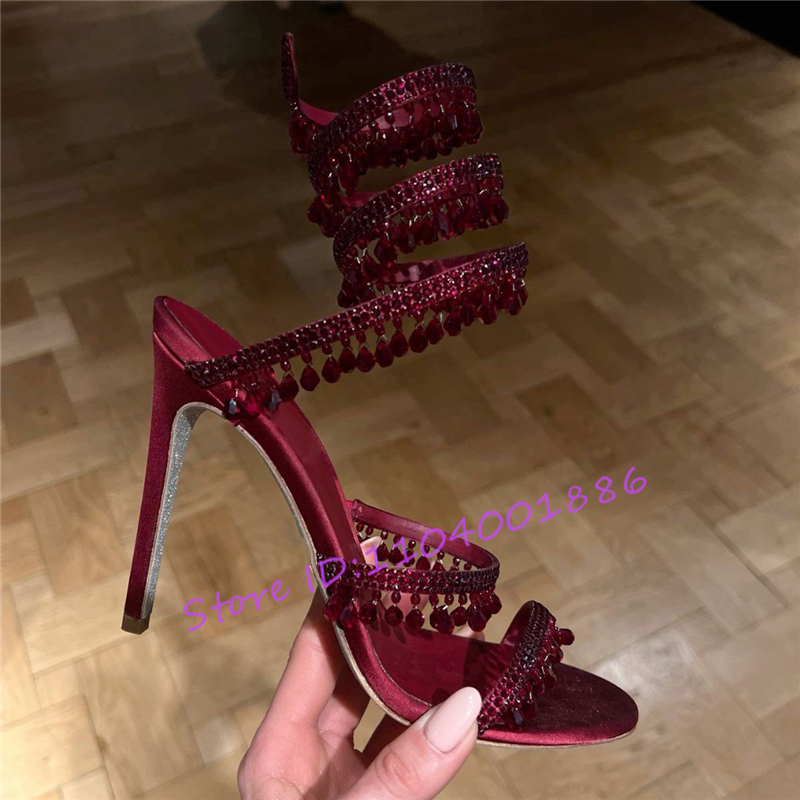 Rhinestone Snake Shape Ankle S - Sandal Strappy Heeled reseña y precio