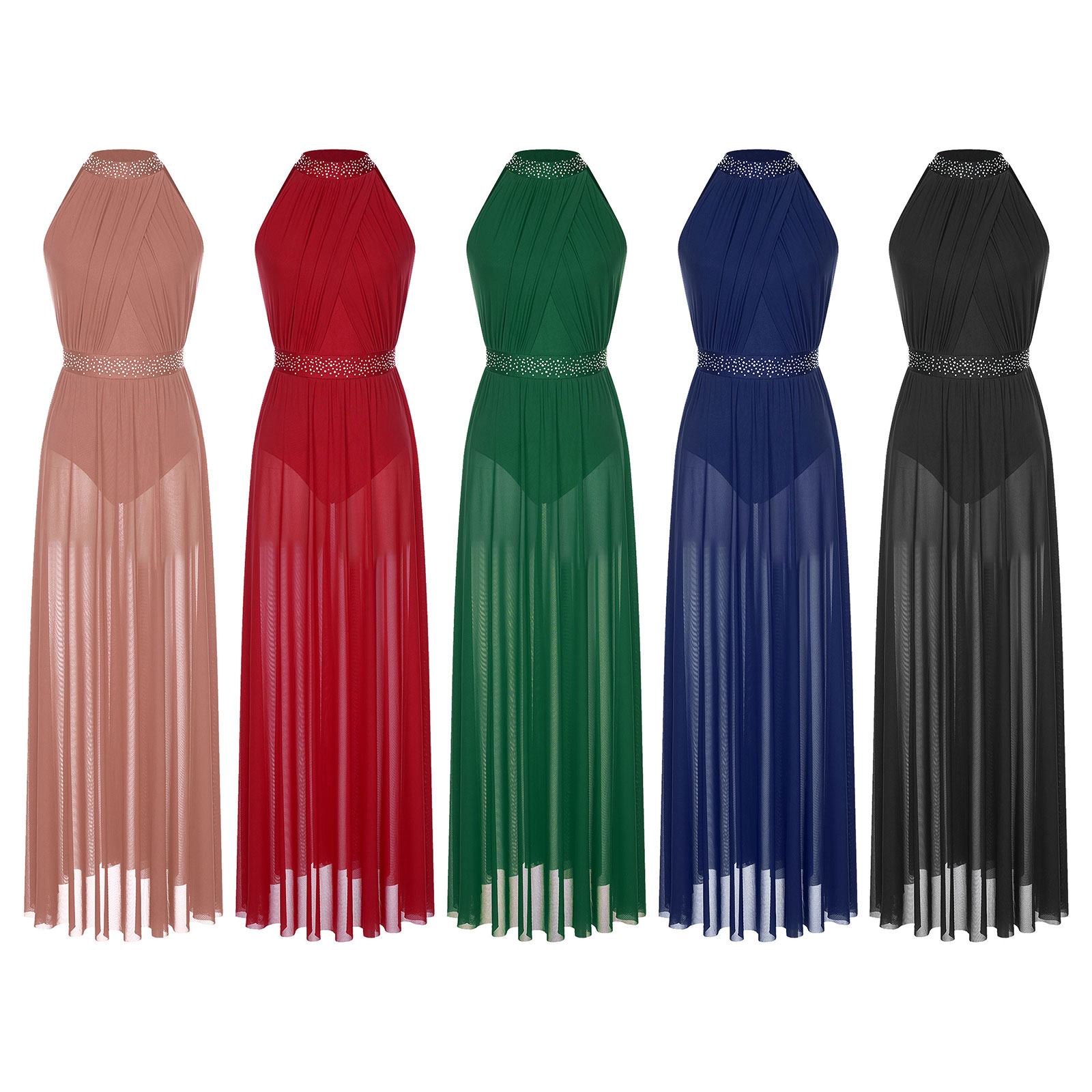 Womens Split Sheer Mesh Halter - Maxi Dress Halter reseña y precio