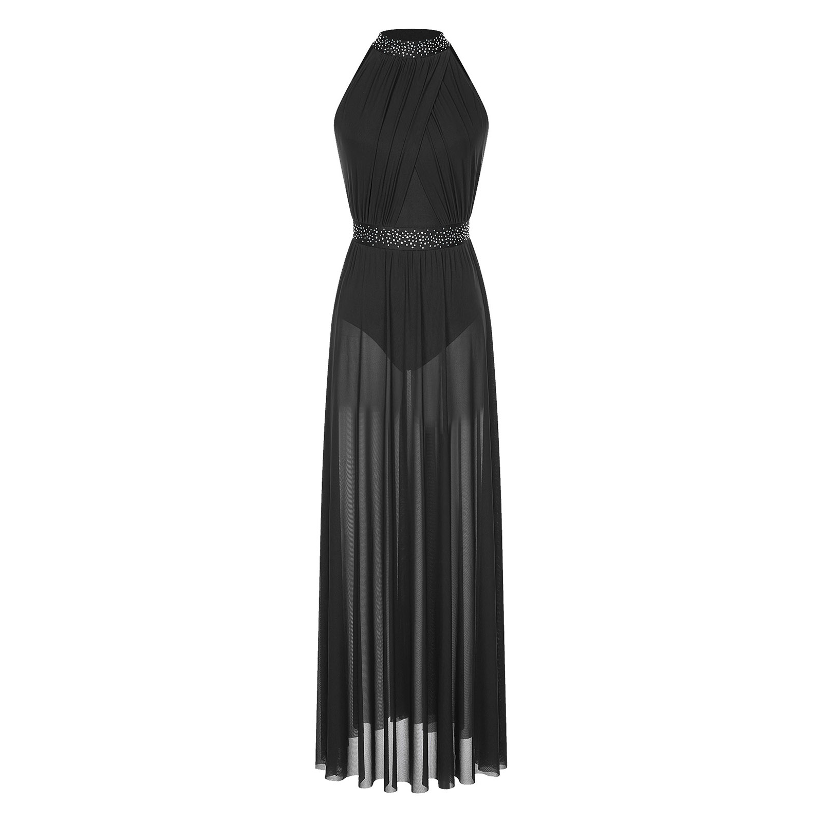 Womens Split Sheer Mesh Halter - Maxi Dress Halter reseña y precio