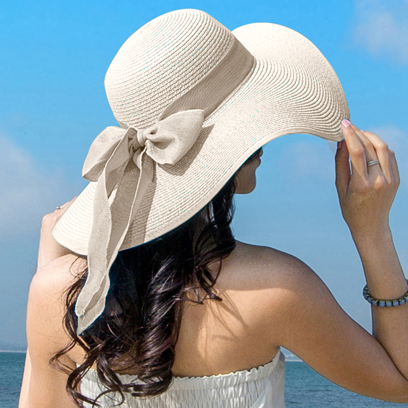 Summer Women Straw Hat Bowknot - Hat Floppy Wide reseña y precio