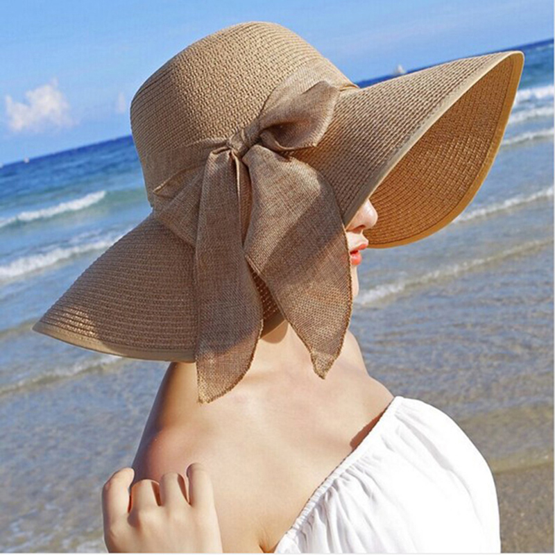 Summer Women Straw Hat Bowknot - Hat Floppy Wide reseña y precio