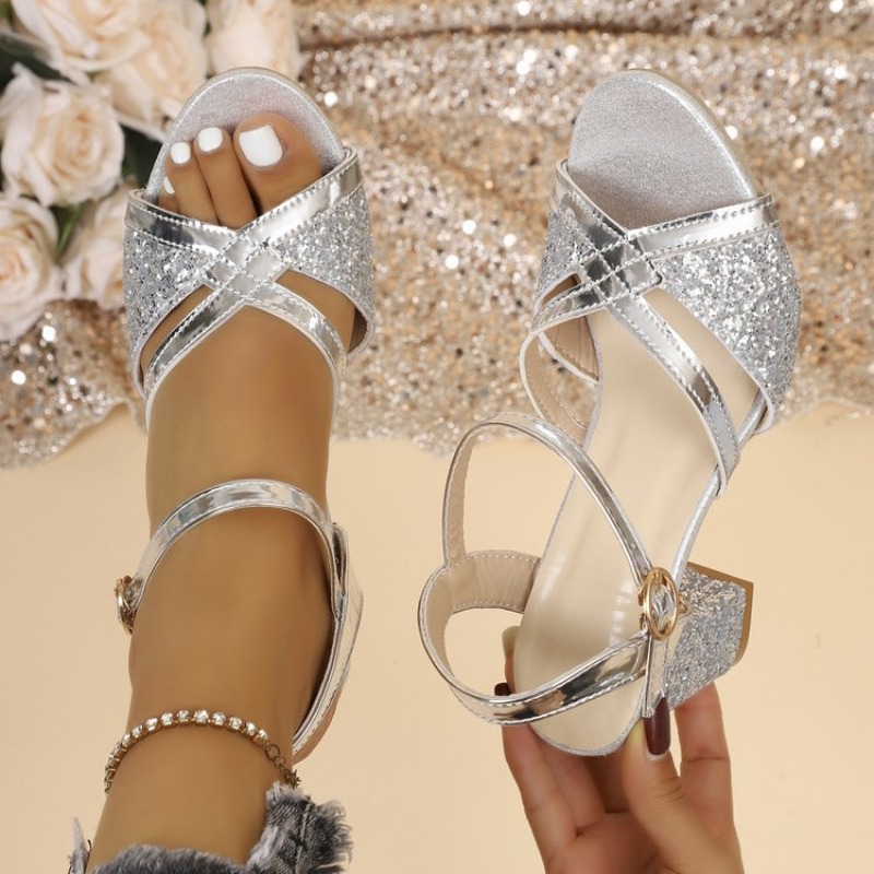 Women Block Heels Sandals Gold - Sandal Strappy Heeled reseña y precio