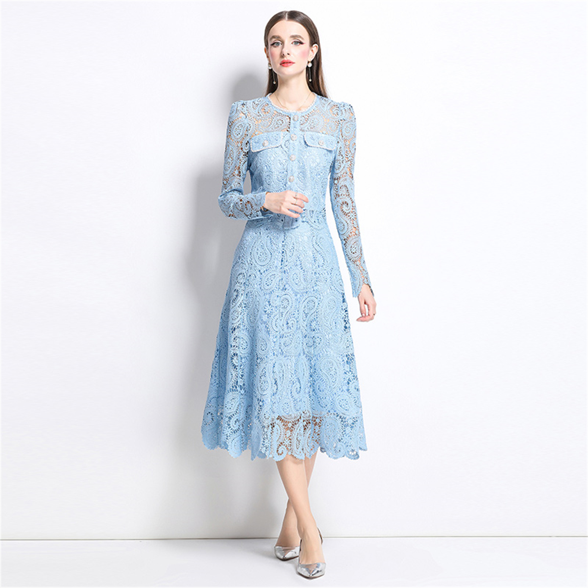 Spring Sweet Lace Flower Embro - Midi Skirt Floral reseña y precio