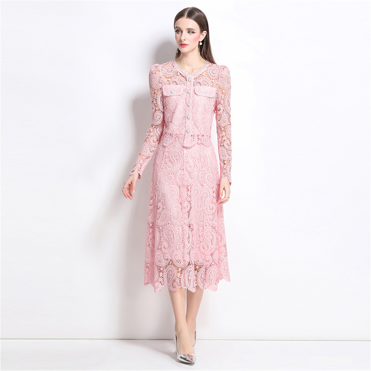 Spring Sweet Lace Flower Embro - Midi Skirt Floral reseña y precio