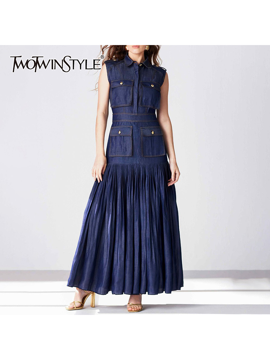 TWOTWINSTYLE Patchwork Pockets - Linen Dress Wrap reseña y precio