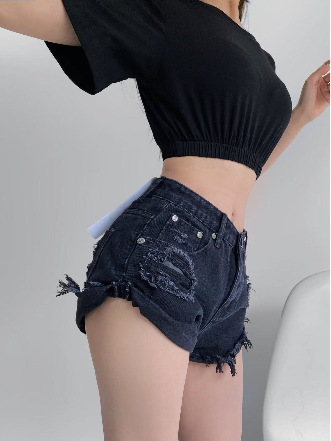 Women's Low Waist Distressed D - Shorts Denim Frayed reseña y precio