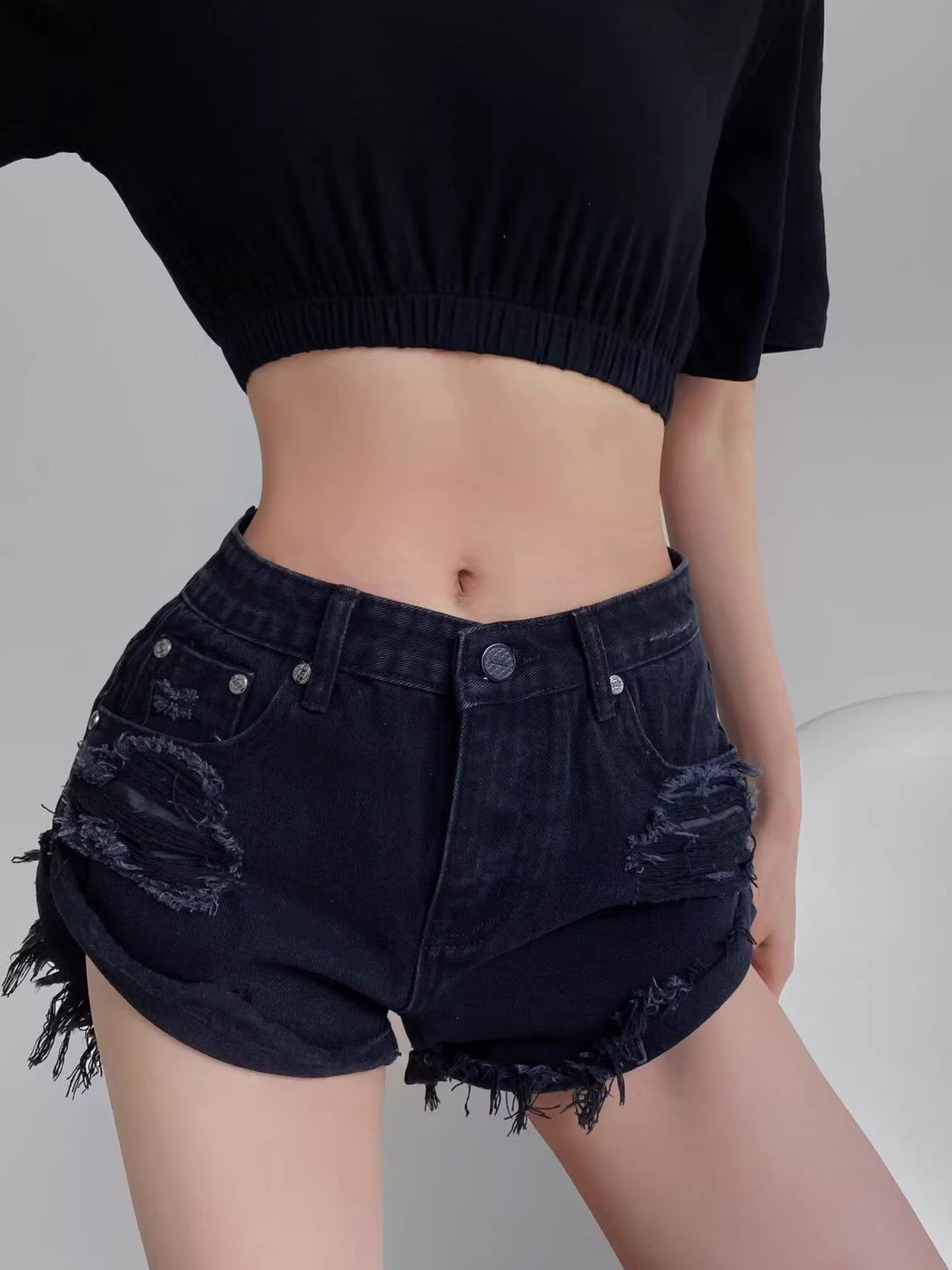 Women's Low Waist Distressed D - Shorts Denim Frayed reseña y precio