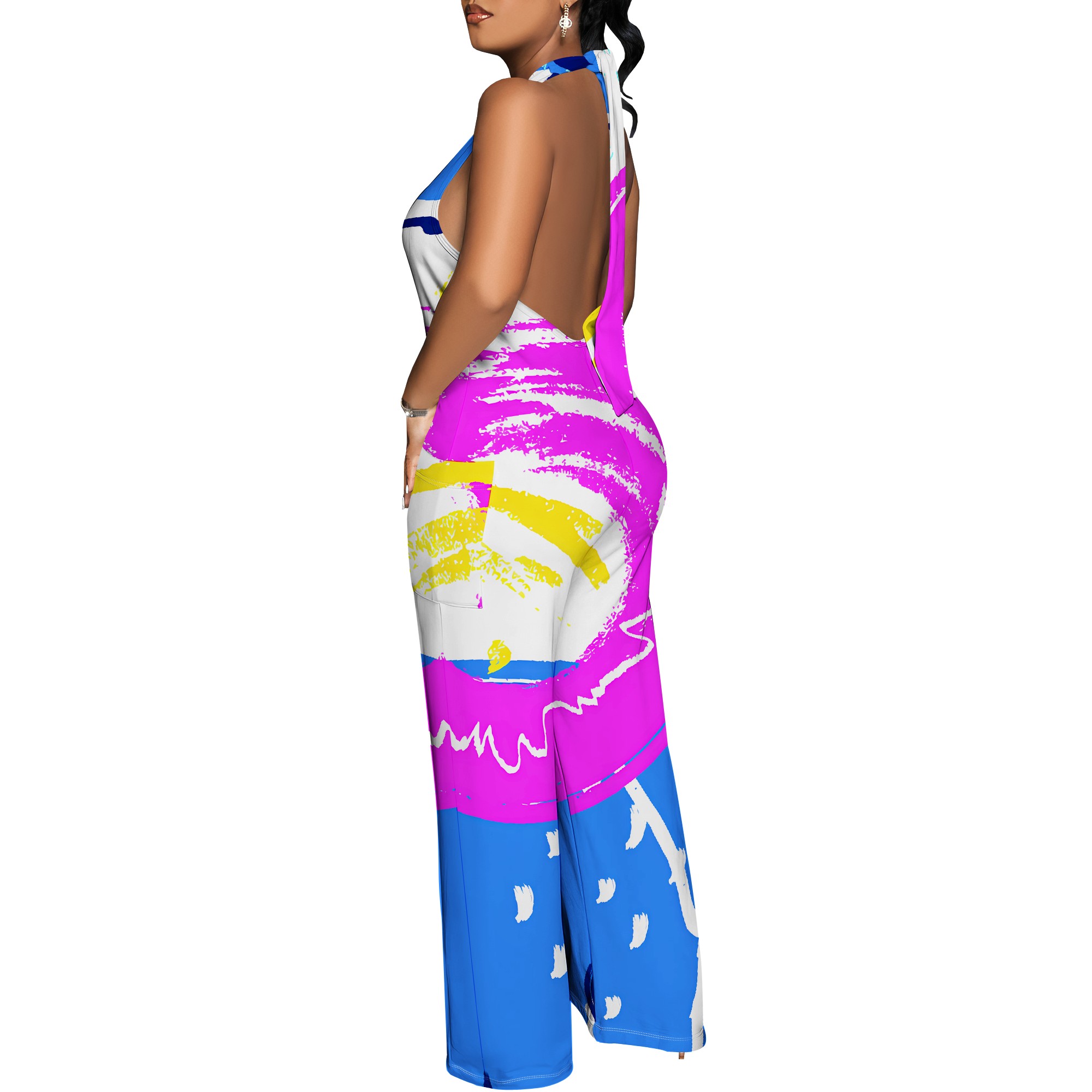 Bold Abstract Brushstroke Halt - Maxi Dress Halter reseña y precio