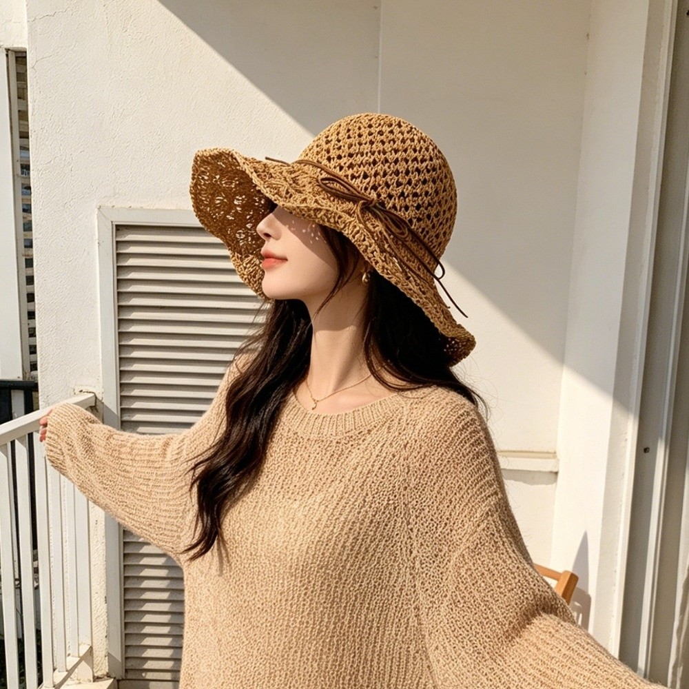 Handwoven Crochet Straw Hat Wi - Hat Floppy Wide reseña y precio