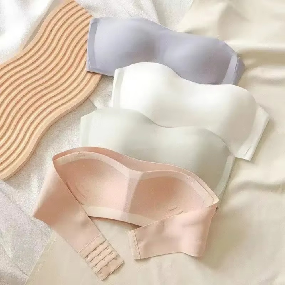 Solid Color Strapless Wrapped  - Bralette Triangle Set reseña y precio