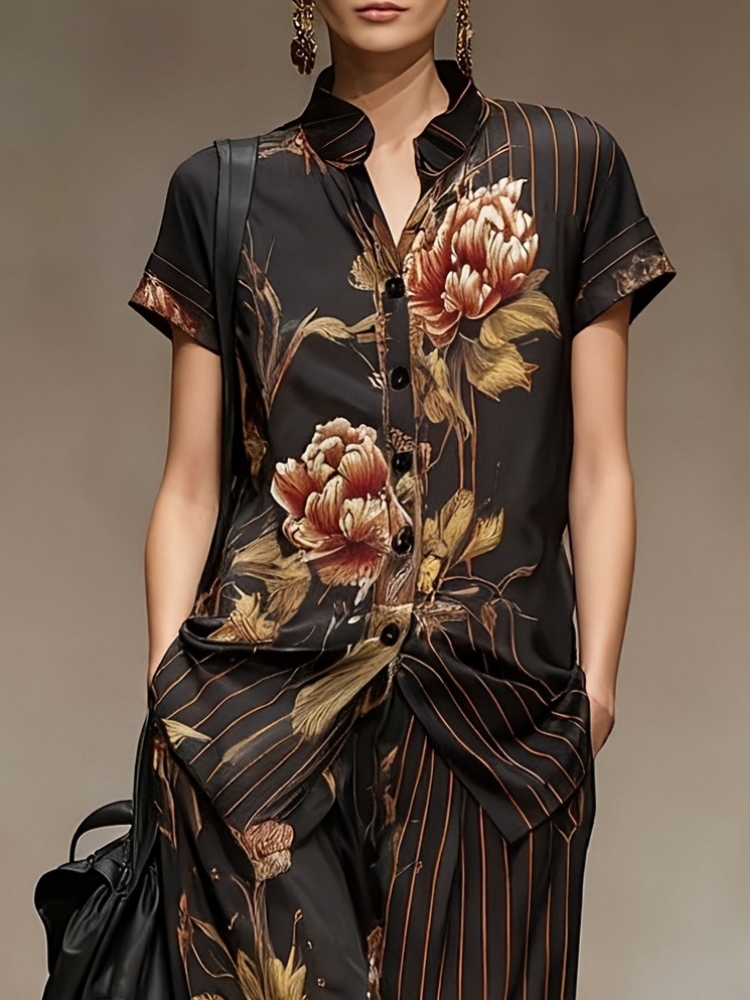 Chiffon Women Summer 2PCS Matc - Romper Floral Print reseña y precio