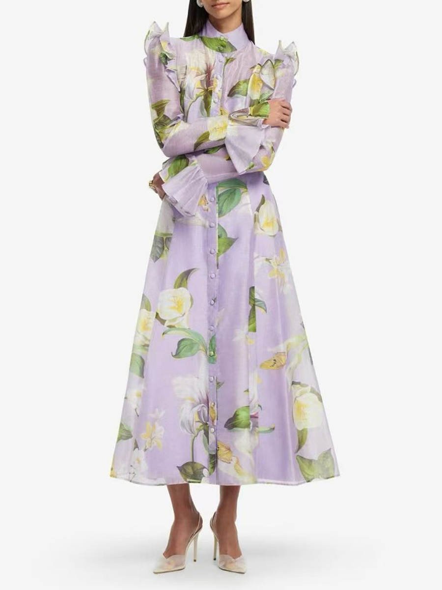TWOTWINSTYLE Printing Spliced  - Linen Dress Wrap reseña y precio