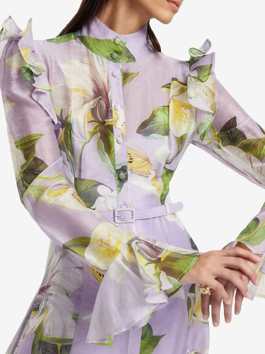 TWOTWINSTYLE Printing Spliced  - Linen Dress Wrap reseña y precio