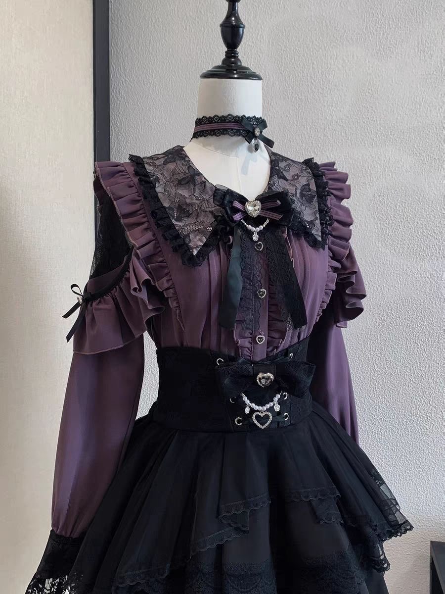 Harajuku Kawaii Skirt Sets Wom - Blouse Off Shoulder reseña y precio