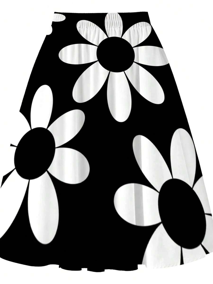 Oversized Womens Daisy Print M - Midi Skirt Floral reseña y precio