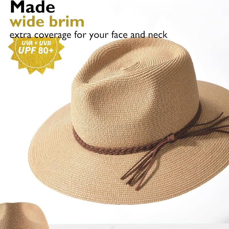 1pc Summer Straw Beach Sun Hat - Hat Floppy Wide reseña y precio