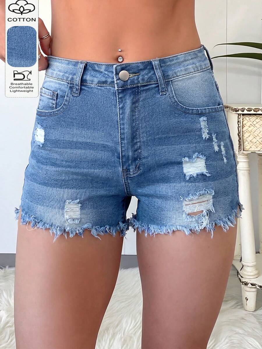Womens Casual Distressed Denim - Shorts Denim Frayed reseña y precio