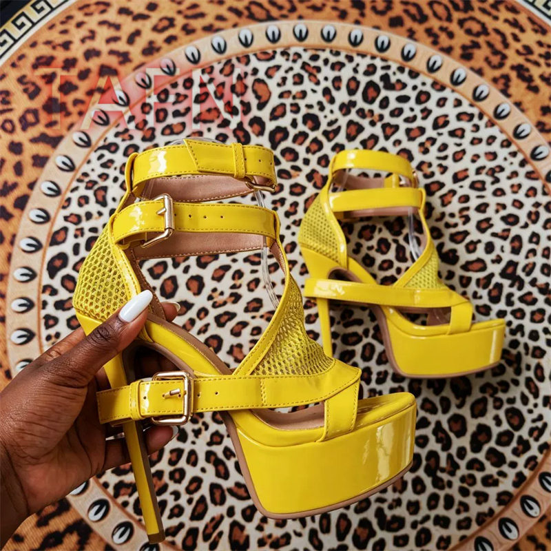 Mesh Buckle Strap Stiletto Pla - Sandal Strappy Heeled reseña y precio