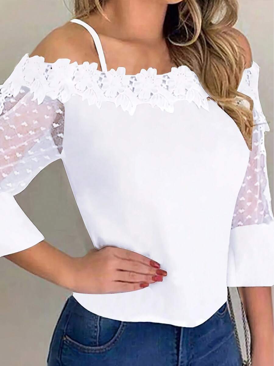 Purple Floral Print Off Should - Blouse Off Shoulder reseña y precio